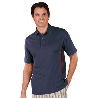 Monterey Club Men's Tee-Up Side Contrast Polo Shirt #1094 (Navy/Maroon, Large)