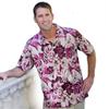 Monterey Club Men's Hawaiian Texture Print Camp Shirt #1519 (Stone/Plum, Small) view 1