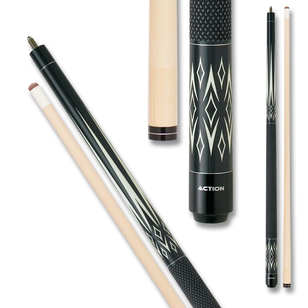 Action Black & White Billiards Pool Cue Stick - Double Diamonds - 20oz