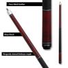 Action RNG02 Burgundy Stained Maple Pool Cue Stick 58 Inch Length with Faux Black Leather Wrapped Grip, Black Rubber Bumper - 19oz view 3