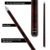Action VAL03 Value Series Pool Cue - 58" Cue - Hard Maple Shaft with 13mm Boar Skin Tip - Blood Red and Black Swirl, 18oz view 3
