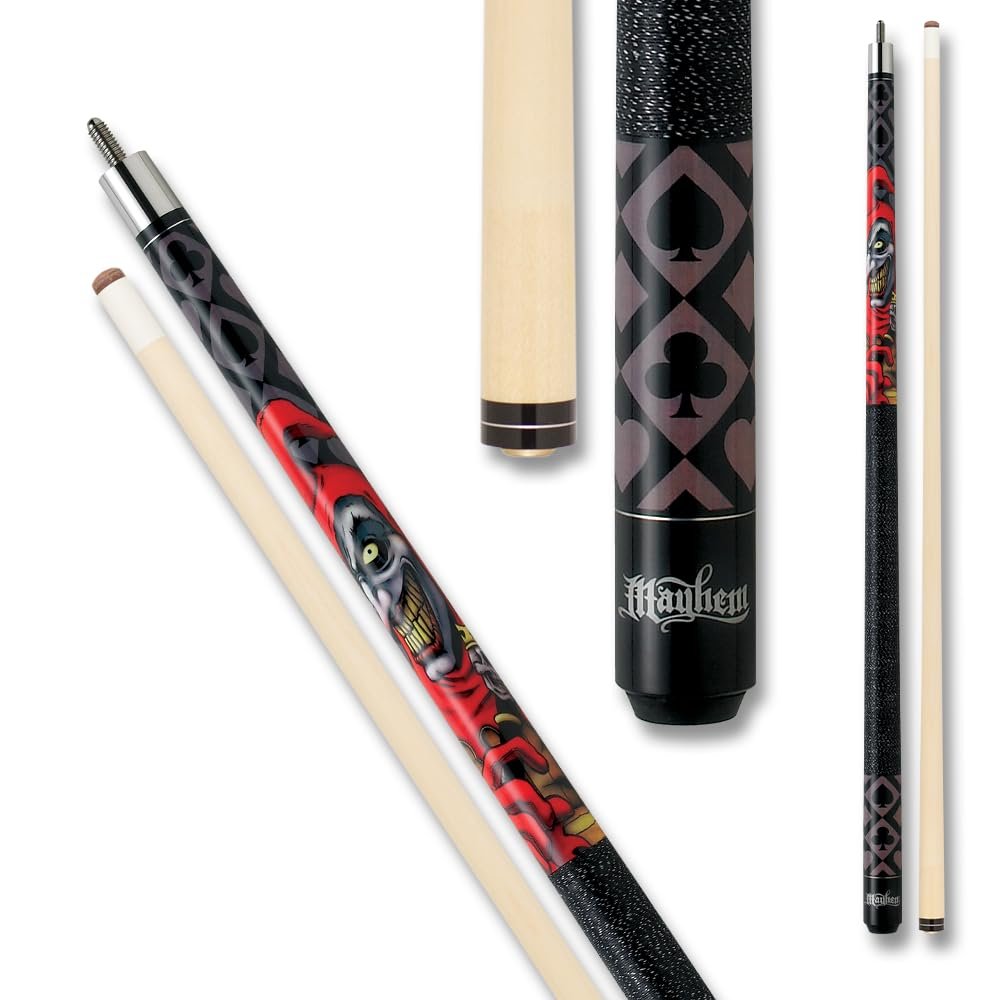 Action Mayhem Cues Adventure Series Billiards Pool Cue Stick, Joker - 20oz