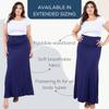 Azules Maxi Skirt for Women, Soft Stretchy Rayon Fold Over High Waist Flowy Trendy Dressy Boho Long Skirts for Women, Perfect for Any Day and Occasions (Petite & Plus Size) - Navy, Medium view 4