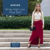 Azules Womens Maxi Skirt  Soft Stretchy Rayon Fold Over High Waist Long Flowy Boho Skirt for Casual or Dressy Wear Burgundy view 3