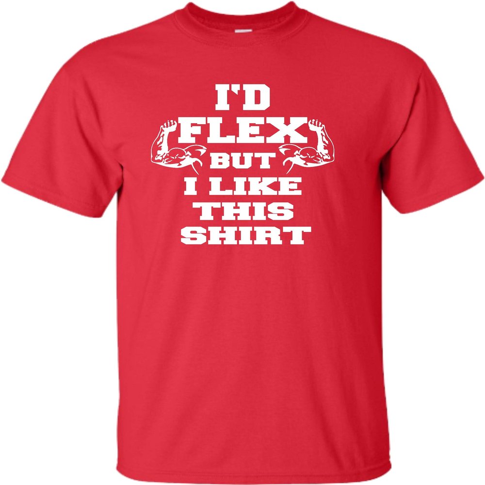 Go All Out XXXX-Large Red Adult I'd Flex But I Like This Shirt Funny T-Shirt