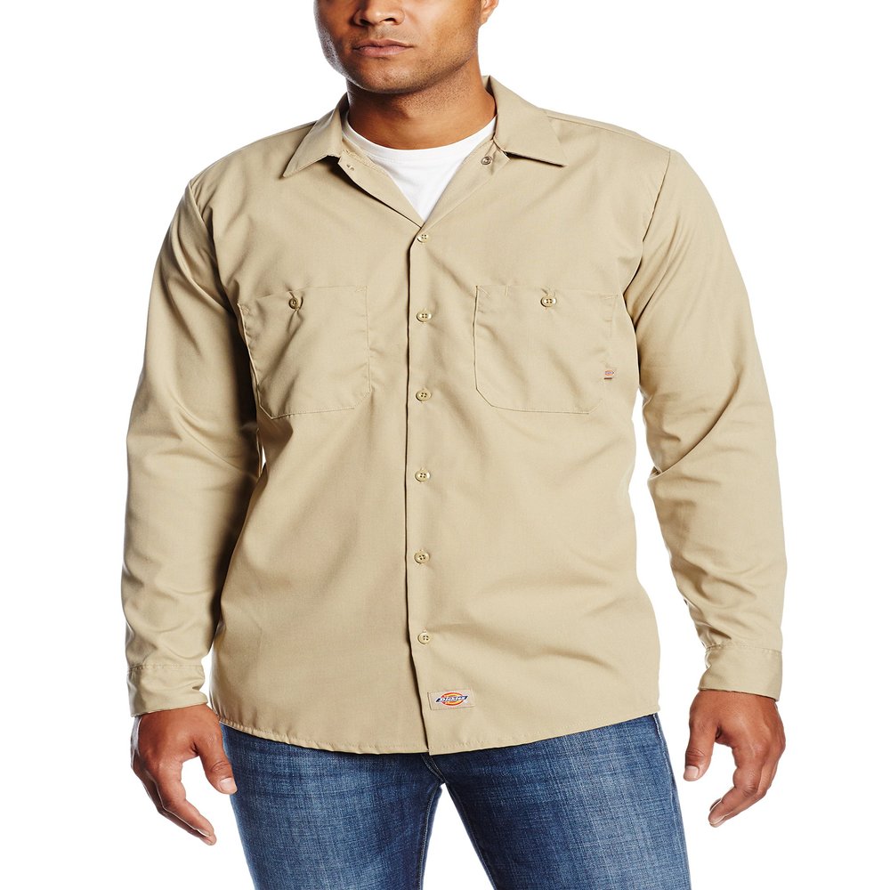 Dickies Occupational Workwear LL535DS 4XL Polyester/Cotton Men's Long Sleeve Industrial Work Shirt, 4X-Large, Desert Sand