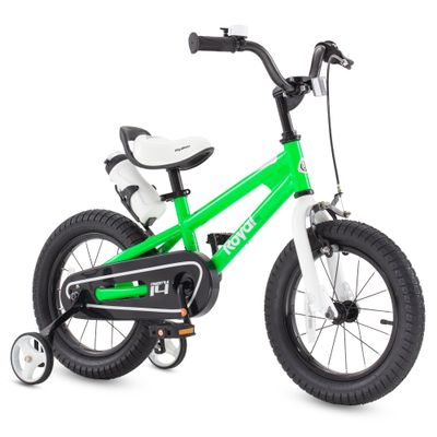 RoyalBaby Freestyle Toddlers Kids Bike 12 Inch Childrens Learning Bicycle with Training Wheels Boys Girls Beginners Ages 3-4 Years, Green