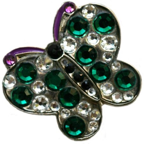 Butterfly with Crystals Golf Ball Marker with Golden Harvest Hat Clip