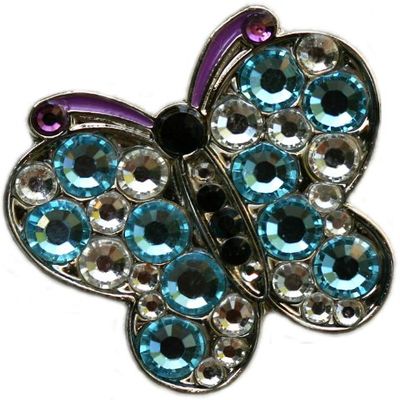 Butterfly with Crystals Golf Ball Marker with Golden Harvest Hat Clip