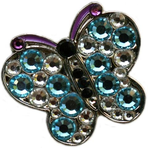 Butterfly with Crystals Golf Ball Marker with Golden Harvest Hat Clip
