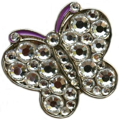 Butterfly with Crystals Golf Ball Marker with Golden Harvest Hat Clip