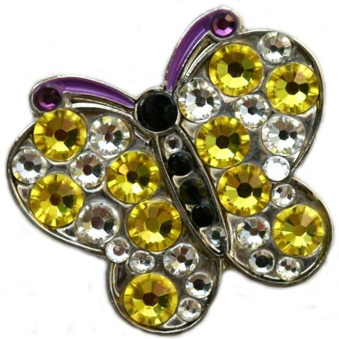 Butterfly with Crystals Golf Ball Marker with Golden Harvest Hat Clip