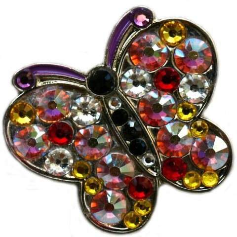 Butterfly with Crystals Golf Ball Marker with Golden Harvest Hat Clip