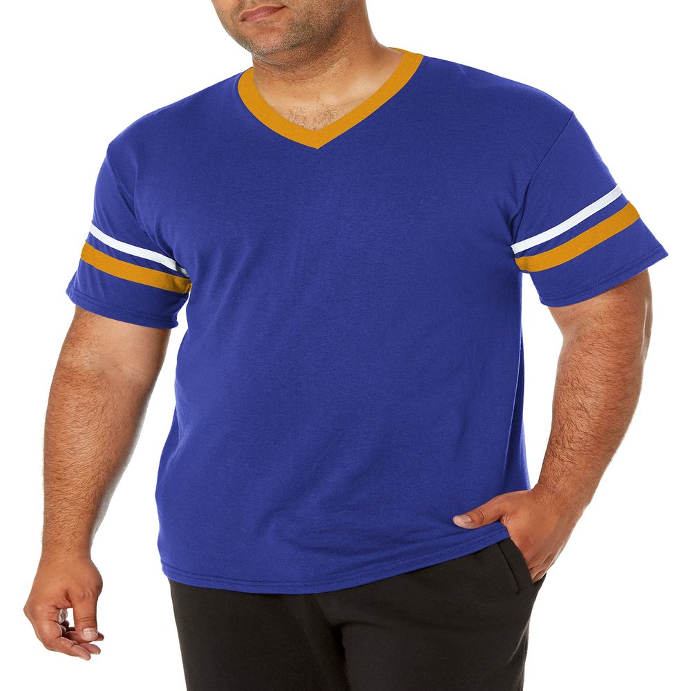Augusta Sportswear Men's Large Sleeve Stripe Jersey, Purple/Gold/White