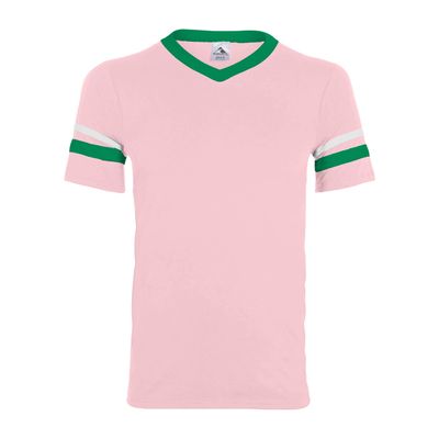 Augusta Sportswear Men's Medium Sleeve Stripe Jersey, Light Pink/Kelly/White