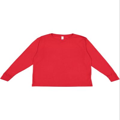 LAT Youth 100% Cotton Jersey Crew Neck Long Sleeve Tee (Red, Medium)