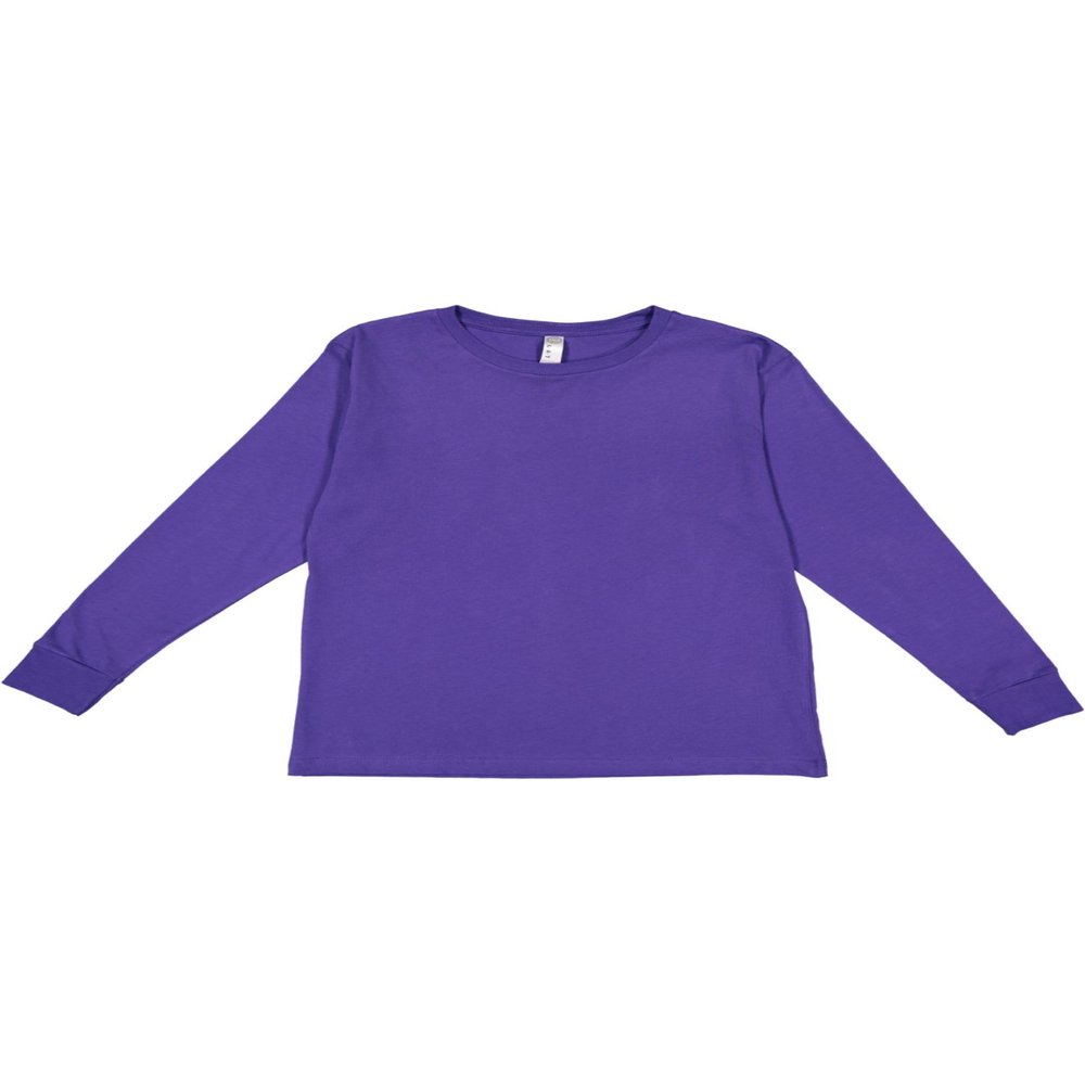 LAT Youth 100% Cotton Jersey Crew Neck Long Sleeve Tee, Purple, X-Large