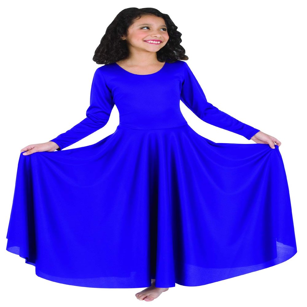 Body Wrappers Big Girls LNGSLV Dress 0588 -DEEP Purple 1214