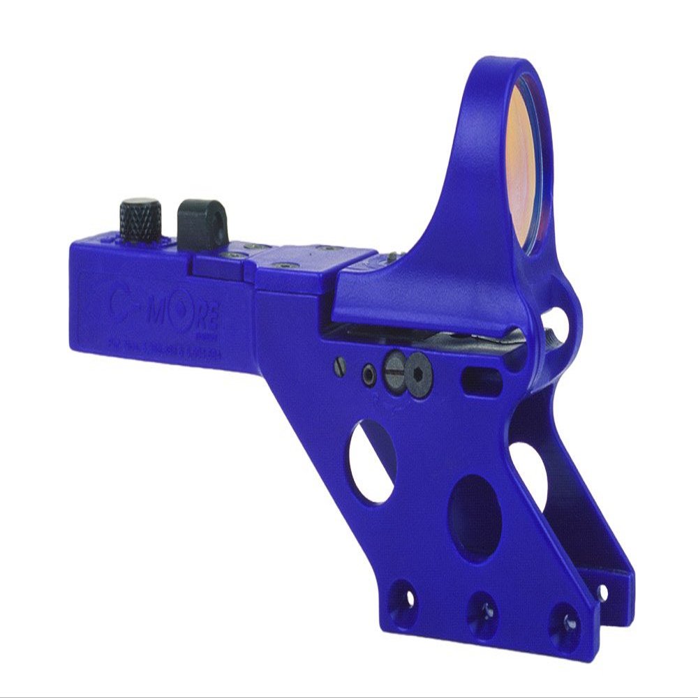 C-MORE Systems Serendipity Red Dot Sight, Click Intensity Switch, 2 MOA, 0.83 inch Frame, 1x Magnification, Made of Polymer, Ultra Bright, All Weather, Waterproof, Lightweight, Blue