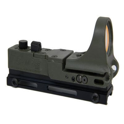 C-More Systems Tactical Railway Red Dot Sight, Click Intensity Switch, 4 MOA, 1x Magnification, Made of Polymer, Ultra Bright, All Weather, Waterproof, Lightweight, Olive Drab Green