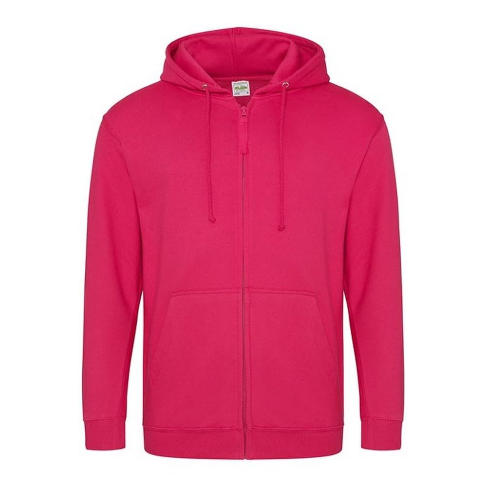 Awdis Plain Mens Hooded Sweatshirt/Hoodie/Zoodie (M) (Hot Pink)