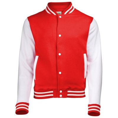 Awdis Kids Unisex Varsity Jacket/Schoolwear (7-8) (Fire Red/White)