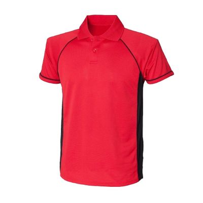 Finden & Hales Mens Panel Performance Sports Polo T-Shirt (XS) (Red/Black)