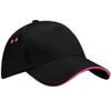Beechfield Unisex Ultimate 5 Panel Contrast Baseball Cap with Sandwich Peak (One Size) (Black/Fuchsia) view 1