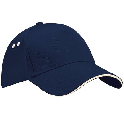 Beechfield Unisex Ultimate 5 Panel Contrast Baseball Cap With Sandwich Peak (One Size) (French Navy/Putty)