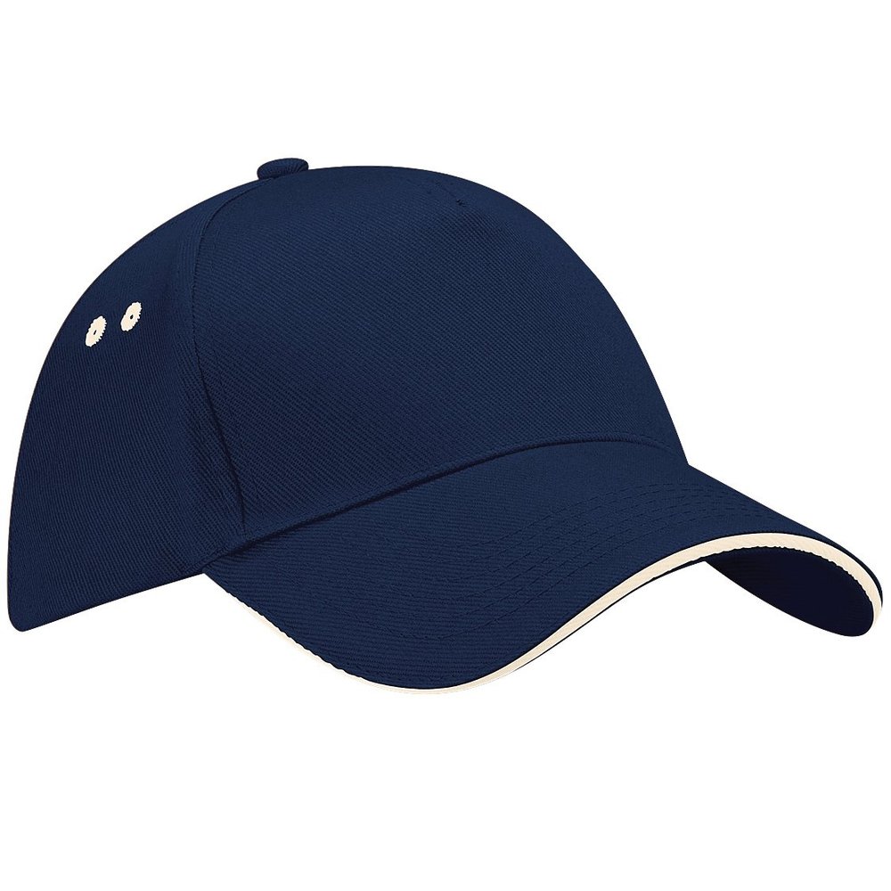 Beechfield Unisex Ultimate 5 Panel Contrast Baseball Cap With Sandwich Peak (One Size) (French Navy/Putty)