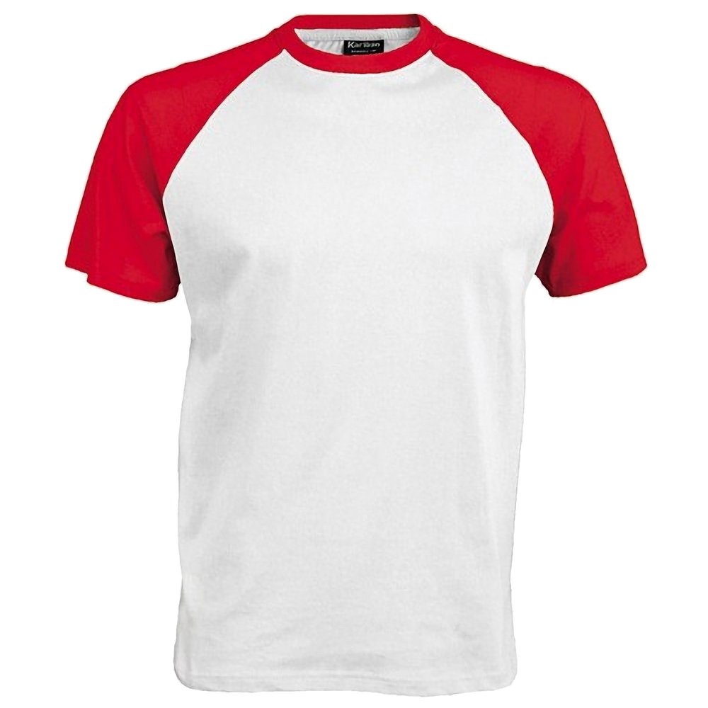 Kariban Mens Short Sleeve Baseball T-Shirt (M) (White/Red)