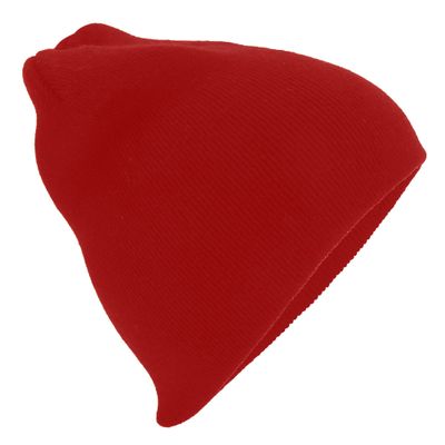 Beechfield Plain Basic Knitted Winter Beanie Hat (One Size) (Classic Red)