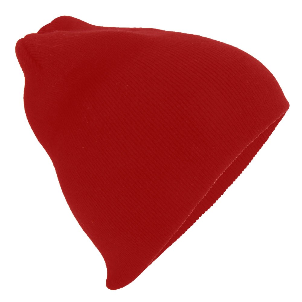 Beechfield Plain Basic Knitted Winter Beanie Hat (One Size) (Classic Red)