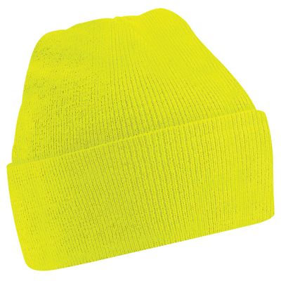 Beechfield Soft Feel Knitted Winter Hat (One Size) (Fluorescent Yellow)