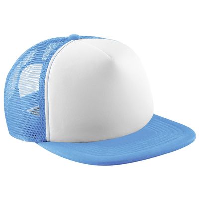 Beechfield Junior Vintage Snapback Mesh Trucker Cap/Headwear (One Size) (Sky Blue/White)