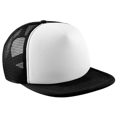 Beechfield Junior Vintage Snapback Mesh Trucker Cap / Headwear (One Size) (Black/White)
