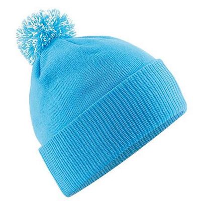 Beechfield Big Girls Snowstar Duo Extreme Winter Hat (One Size) (Surf Blue/Off White)