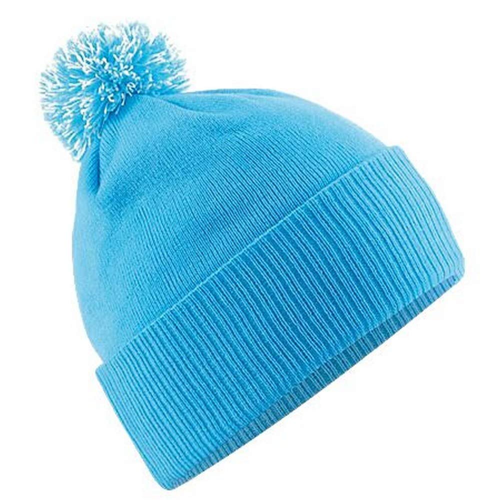 Beechfield Big Girls Snowstar Duo Extreme Winter Hat (One Size) (Surf Blue/Off White)