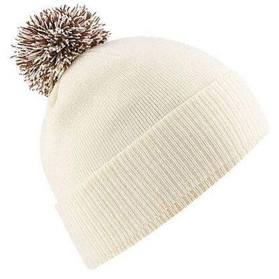 Beechfield Girls Snowstar Duo Extreme Winter Hat (One Size) (Off White/Mocha)