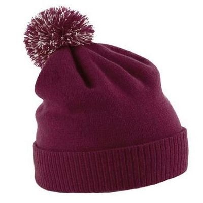 Beechfield Girls Snowstar Duo Extreme Winter Hat (One Size) (Burgundy/Off White)