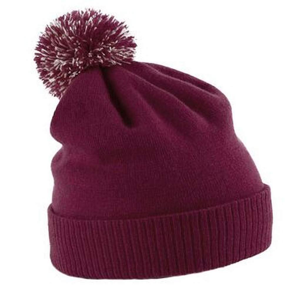 Beechfield Girls Snowstar Duo Extreme Winter Hat (One Size) (Burgundy/Off White)