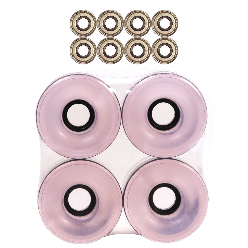 Blueglass Longboard Cruiser Skateboard High Rebound Wheels + ABEC-7 Speed Bearings (Clear 70mm Wheels)