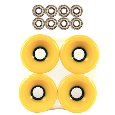 Blueglass Longboard Cruiser Skateboard High Rebound Wheels + ABEC-7 Speed Bearings (Solid Yellow 70mm Wheels)