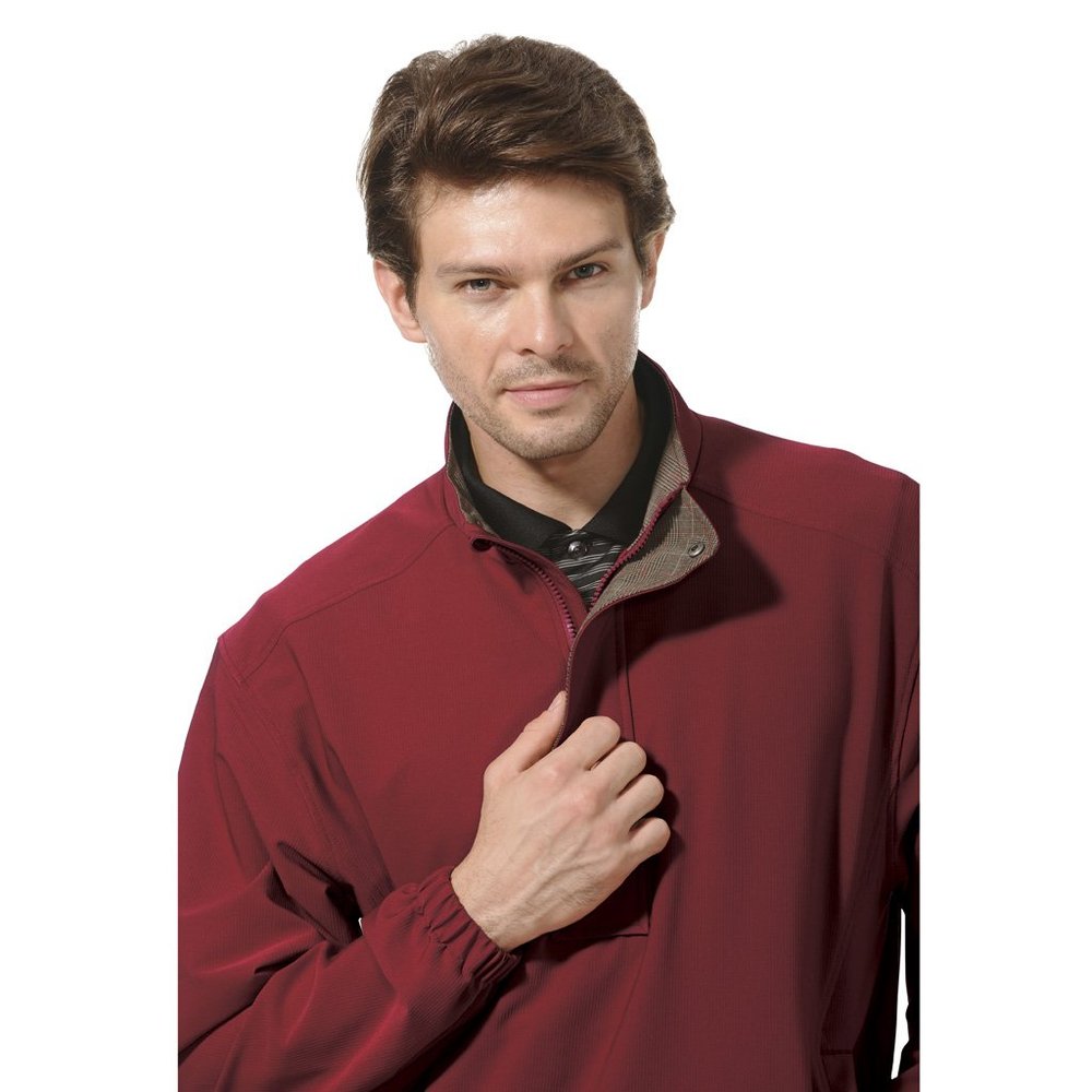 Monterey Club Men's Victor Texture 1/2 Zip Pullover #1797 (Caledonia Red, Small)
