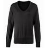 Premier Womens/Ladies V-Neck Knitted Sweater/Top (16 US) (Black) view 1