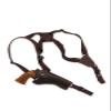 Barsony Brown Leather Cross Harness Vertical Shoulder Holster for COLT Lawman Right view 1