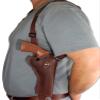 Barsony Brown Leather Cross Harness Vertical Shoulder Holster for 4" 38 357 44 Revolvers view 4