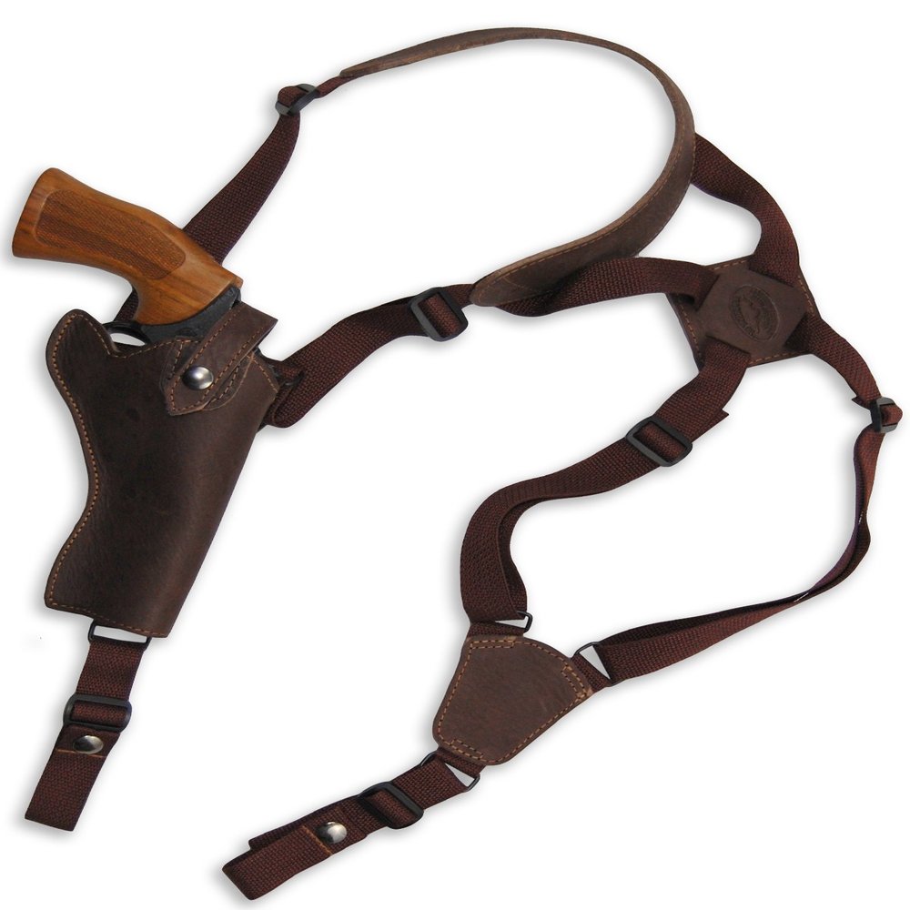 Barsony Brown Leather Cross Harness Vertical Shoulder Holster for (438 357 44 Revolvers)