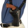 Barsony Black Leather Cross Harness Vertical Shoulder Holster for 6" 38 357 44 Revolvers view 4