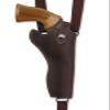 Barsony Brown Leather Cross Harness Vertical Shoulder Holster for 6" COLT Army Special Left view 2